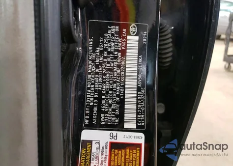 2012 Toyota Camry Base z USA, uszkodzony, nr VIN 4T4BF1FK0CR229802